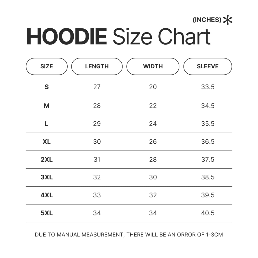 Hoodie Size Chart - Giggly Squad Shop