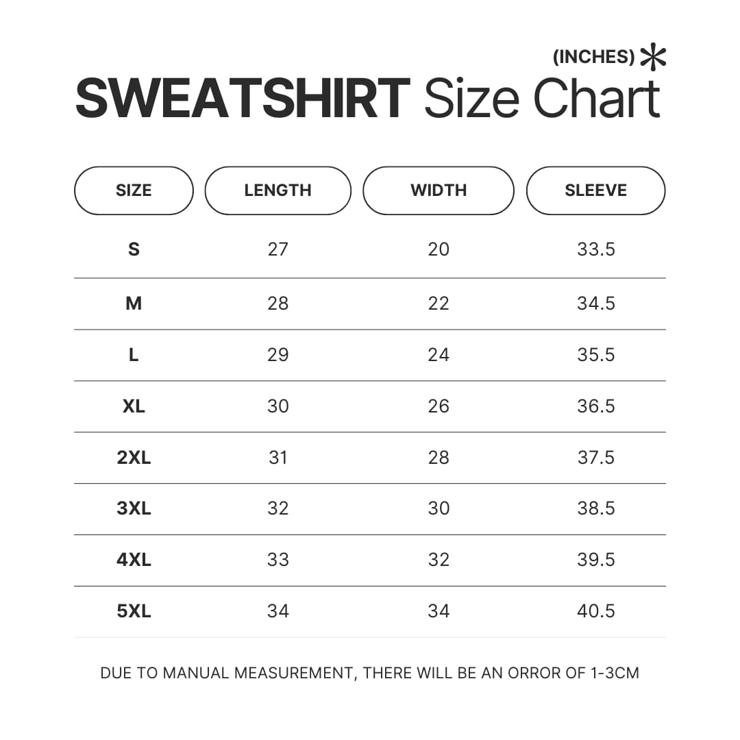 Sweatshirt Size Chart - Giggly Squad Shop