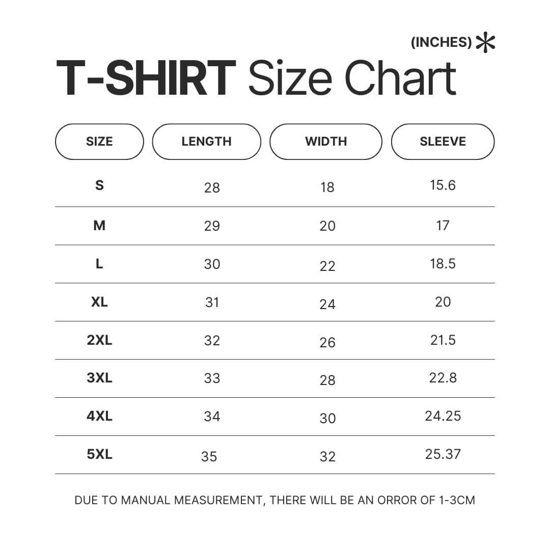T shirt Size Chart - Giggly Squad Shop
