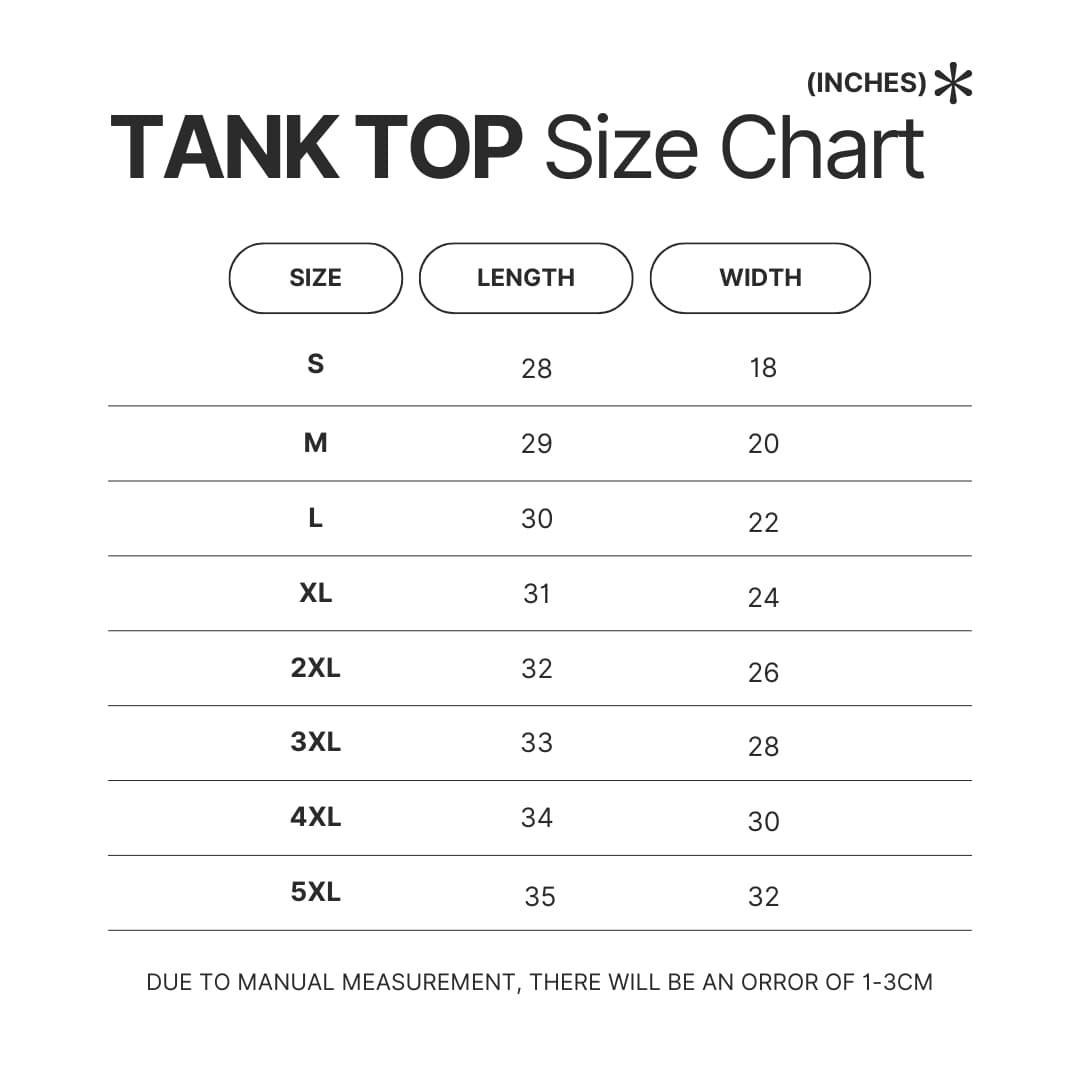 Tank Top Size Chart - Giggly Squad Shop